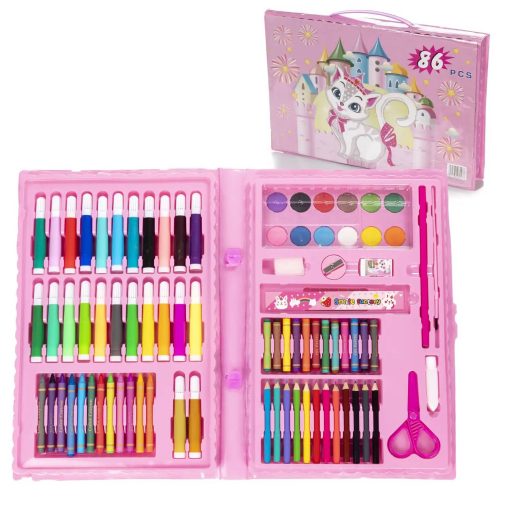 Kit  Set de Arte Escolar 86 piezas Rosa