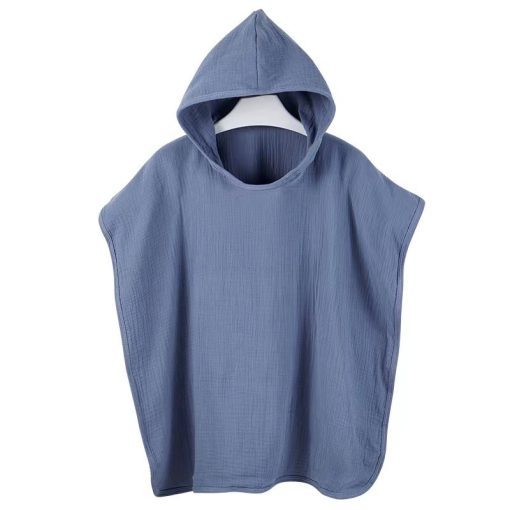 Bata Poncho Muselina Infantil Azul
