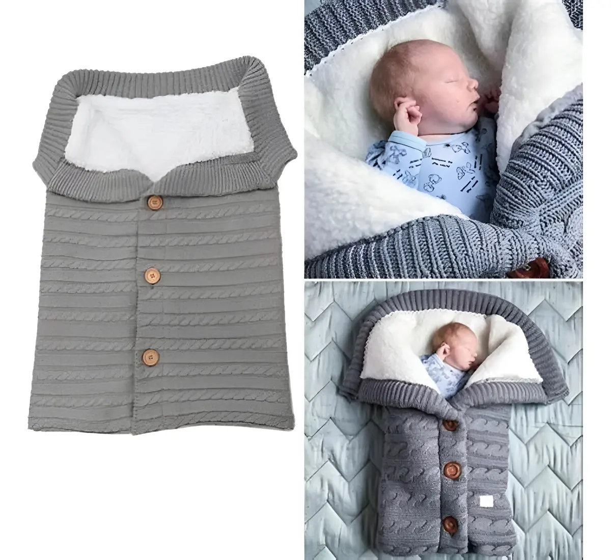 Saco Cobrertor con Corderito Gris