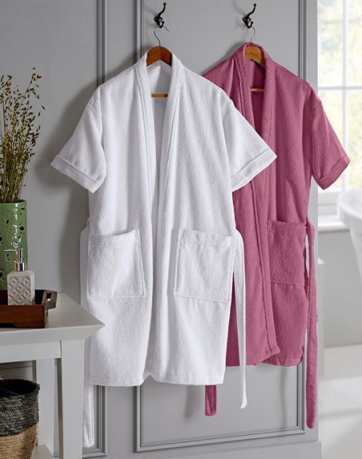 Bata de Baño Talle P 100% Algodon color Rouge Rosa