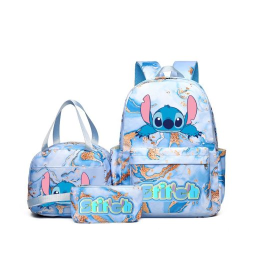 Set Escolar 3 Piezas Stitch Mochila Cartuchera mas Lunchera