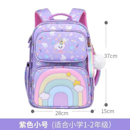 Mochila Escolar con Bolsillos Arcoiris Violeta