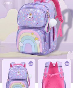 Alternative view of Mochila Escolar con Bolsillos Arcoiris Violeta