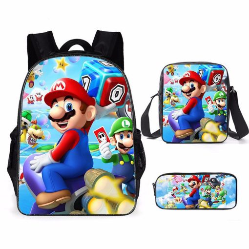 Set Escolar 3 Piezas Mario Mochila Lunchera Cartuchera