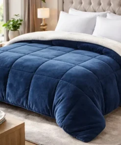 Acolchado de Corderito 2 plazas sommier Azul