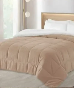Acolchado de Corderito 2 plazas sommier Beige